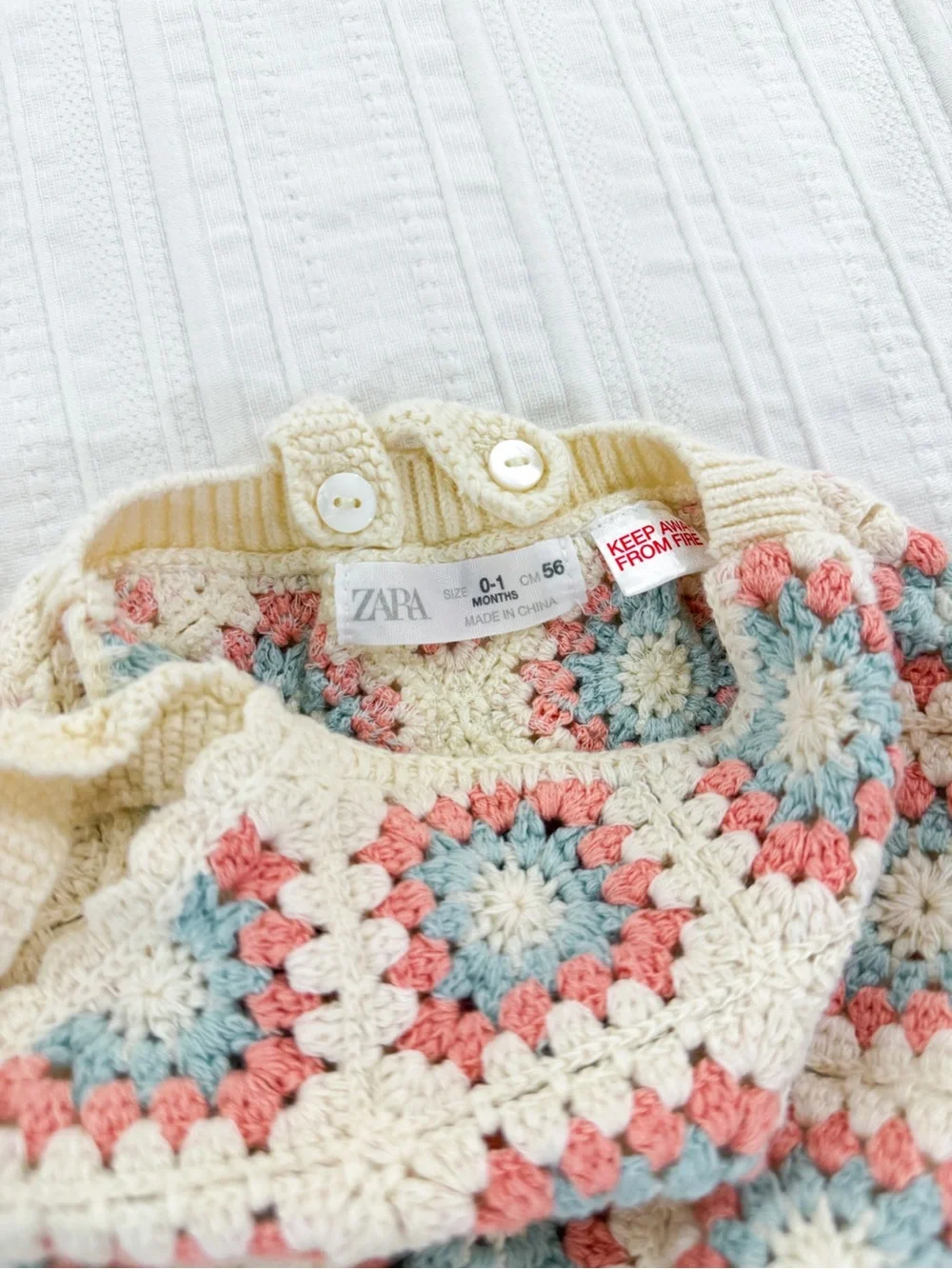 Zara Baby Girl Crochet Boho Knit Romper 0–1M